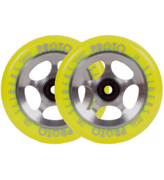 Ruedas Proto Sliders Starbright para patinete, paquete de 2 (amarillo sobre crudo)