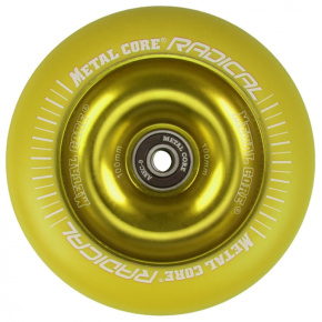 Rueda amarilla fluorescente de núcleo de metal 110 mm