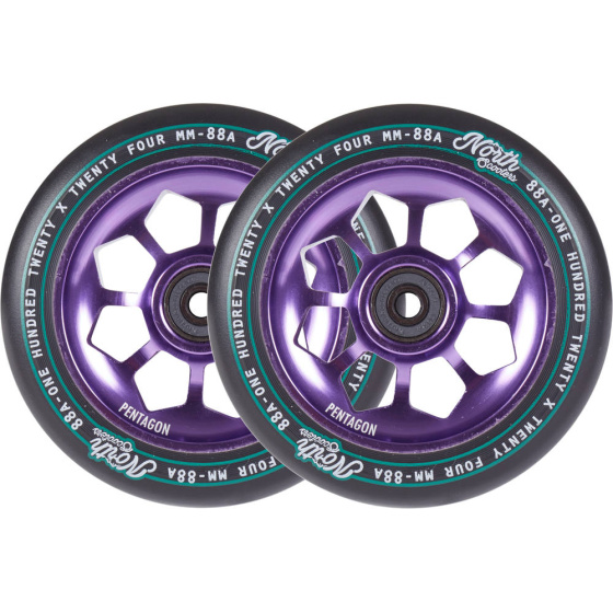 Ruedas Pentágono Norte 120mm violeta 2pcs