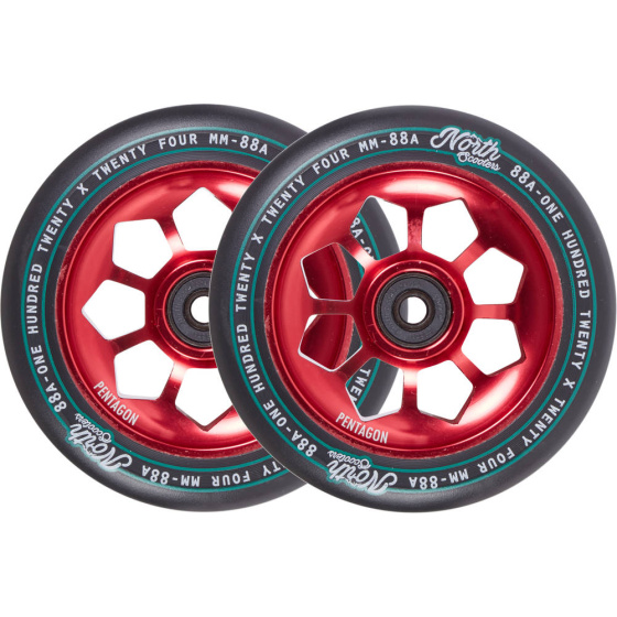 Ruedas Pentágono Norte 120mm rojo 2pcs