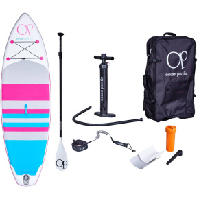 Tabla de paddle hinchable Ocean Pacific Sunset All Round 9'6 (Blanco/Gris/Rosa)