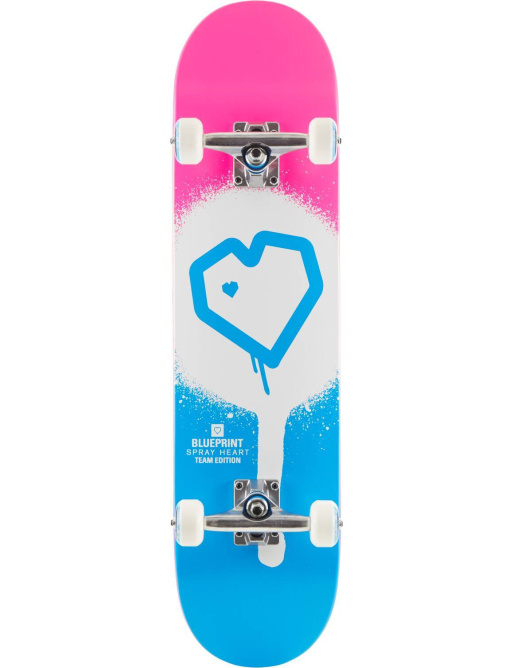 Blueprint Spray Heart V2 Skateboard Completo (7.75"|Azul/Blanco/Rosa)