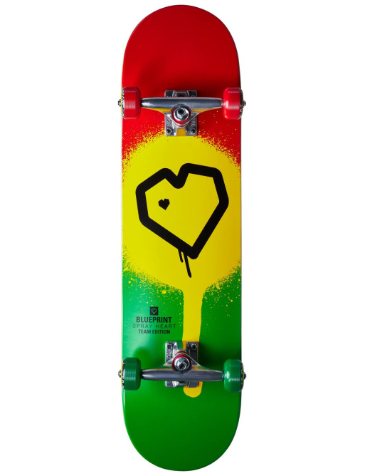 Blueprint Spray Heart V2 Skateboard Completo (8"|Rasta 2)