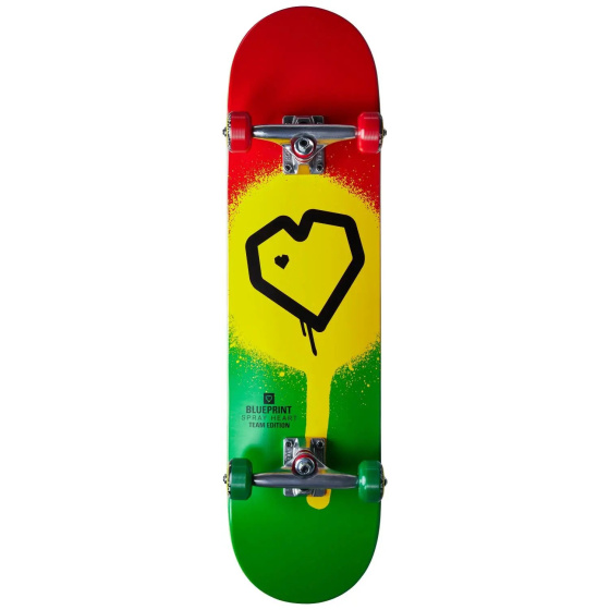 Blueprint Spray Heart V2 Skateboard Completo (8"|Rasta 2)