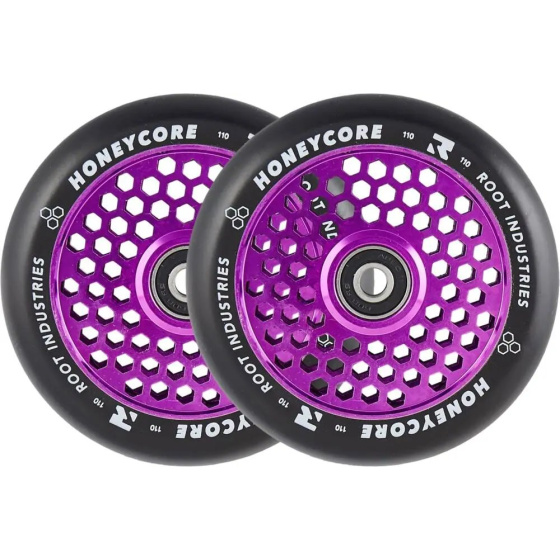 Root Honeycore Black 110 mm Paquete de 2 ruedas de scooter profesional (110 mm | Púrpura)