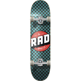 RAD Checkers Progressive Skateboard completo (7.25"|Negro/Turquesa)