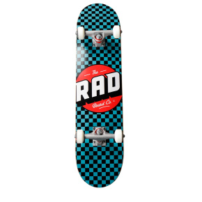 RAD Checkers Progressive Skateboard completo (7.25"|Negro/Turquesa)