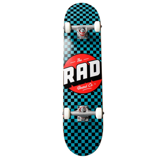 RAD Checkers Progressive Skateboard completo (7.25"|Negro/Turquesa)