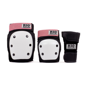 Juego de almohadillas triples Rio Roller - Negro/Rosa - Pequeño
