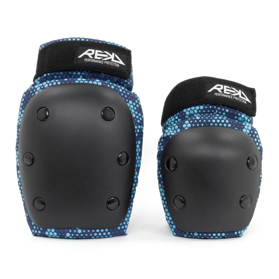 REKD Youth Heavy Duty Double Pad Set - Negro/Azul - Pequeño