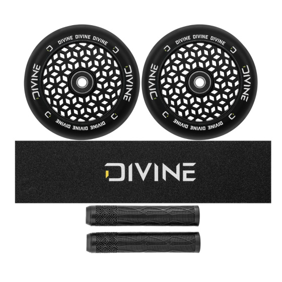 Set de 2 ruedas Divine 110 mm Light Core negras + lija Divine + puños Divine