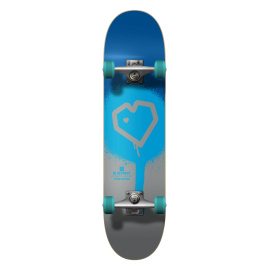 Blueprint Spray Heart V2 Skateboard Completo (7.5"|Azul/Plata/Turquesa)