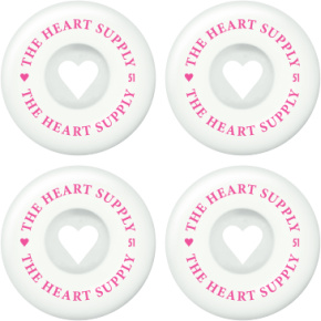 Heart Supply Clean Heart - Ruedas para patines (4 unidades, 51 mm, color blanco y rosa)